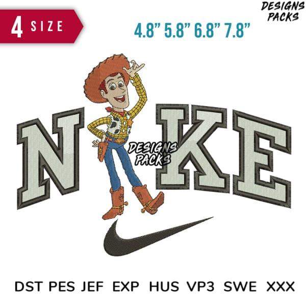 Woody from Toy Story embroidered design with Nike logo, available in multiple sizes and formats