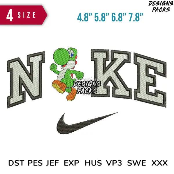 Swoosh Yoshi Embroidery Design  4.8" 5.8" 6.8" 7.8"
