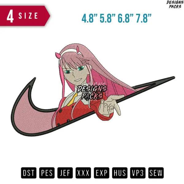 Swoosh Zero two Anime Embroidery Design