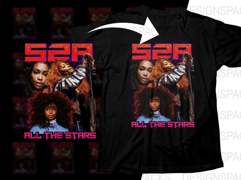 SZA All The Stars Graphic Design Png Digital Download
