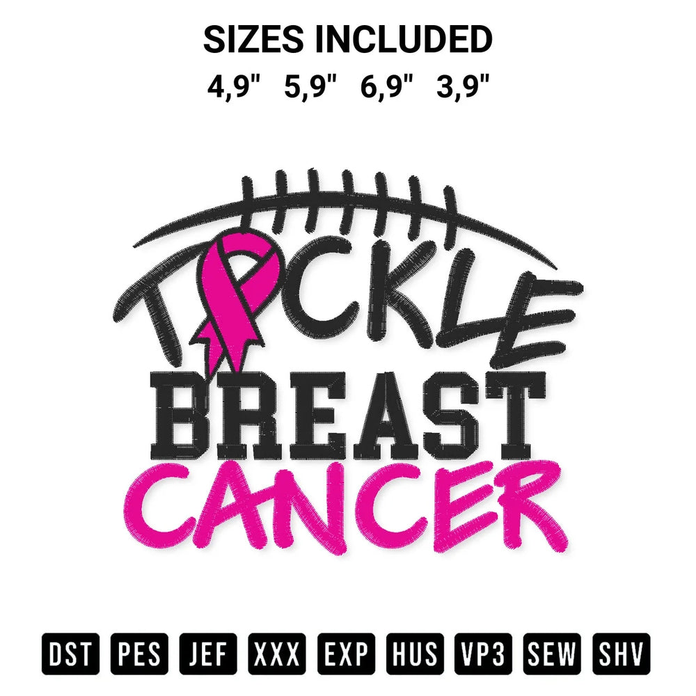 Tackle Breast Cancer Football Fundraiser Pink Ribbon Breast Cancer Month Logo Embroidery Design