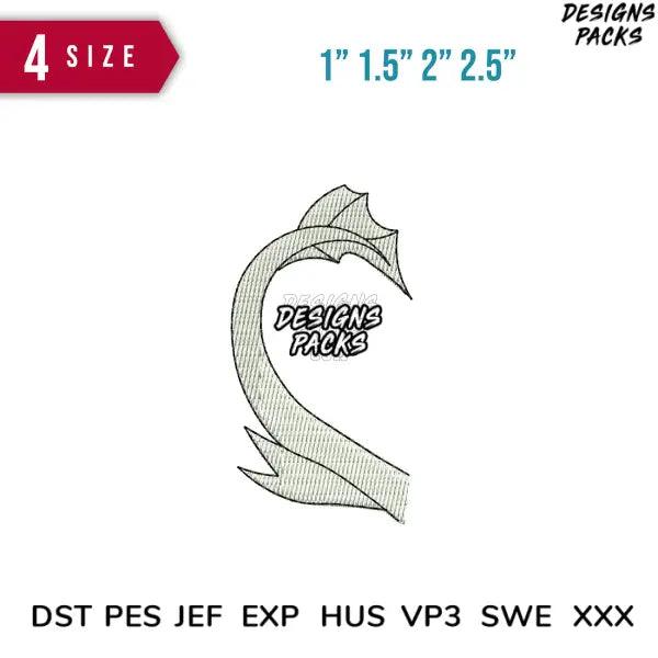 Tail Light furry Embroidery Design Size item : 1" 1.5" 2" 2.5"