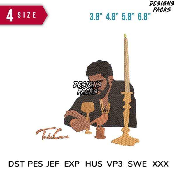 Embroidery design of man with candlestick, available in PES, DST, JEF formats for instant download