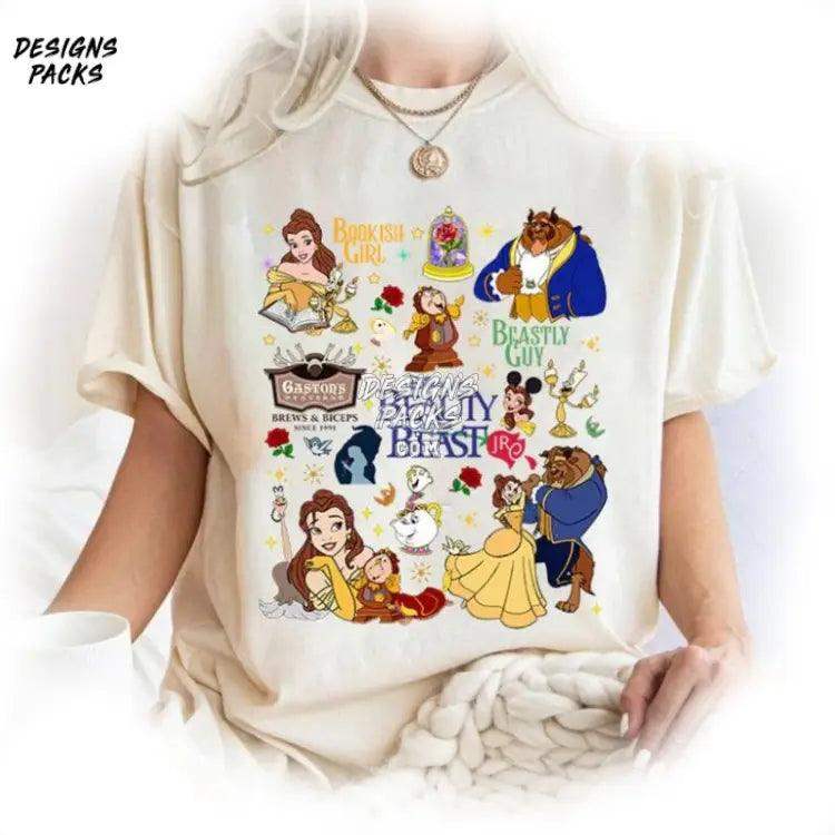 Tale As Old Time Belle Cartoon Beauty And The Beast Sublimation Png Design