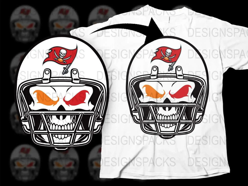 Pirate Skull Football Helmet Graphic T-Shirt, Bold Sports Fan Tee, Unique Buccaneer Design Shirt