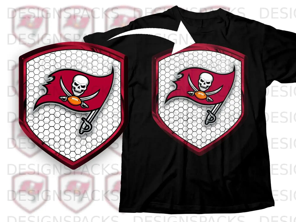 Buccaneers Skull and Crossed Swords Shield T-Shirt