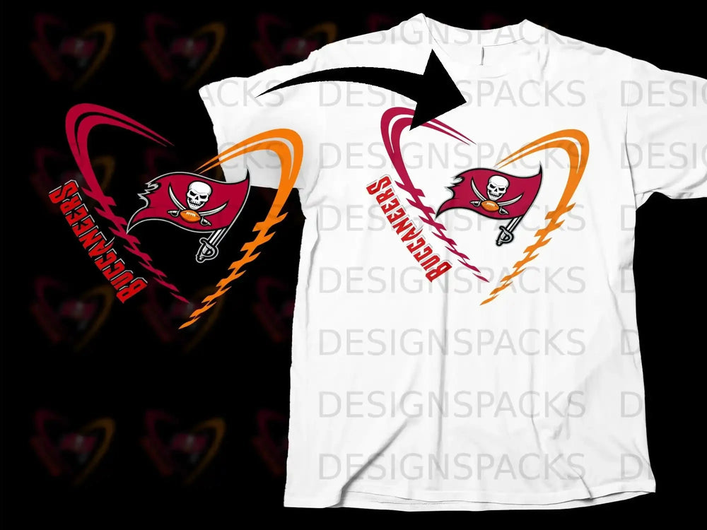 Buccaneers Heart-Shaped Fan Tee Design Shirt