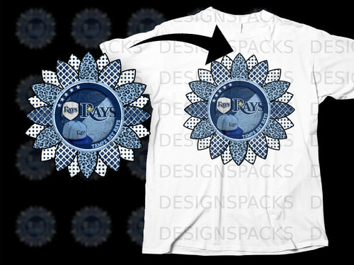 Tampa Bay Rays sunflower design with leopard and plaid patterns.