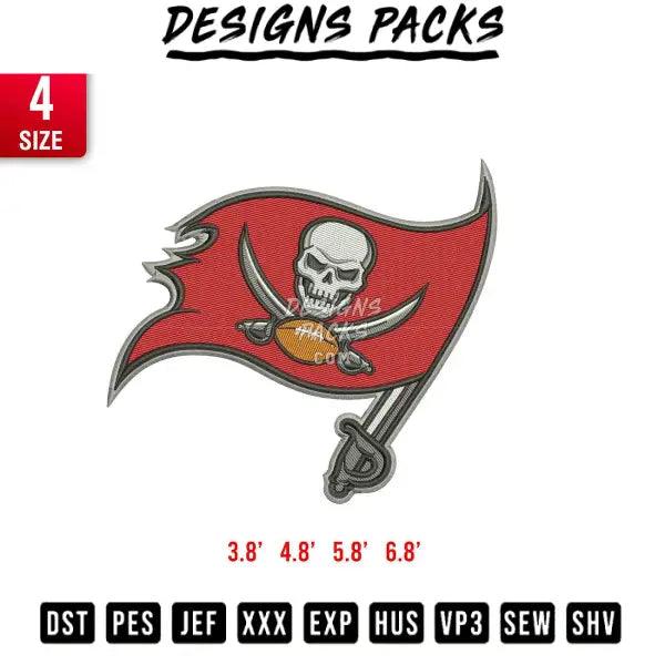 Tampa bay skull Flag Embroidery Design 
