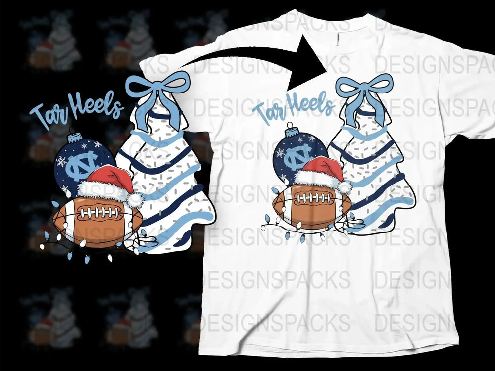 Tar Heels Themed T-Shirt, North Carolina Football, Blue Bow, Collegiate Apparel, Sports Fan Gift, Graphic Tee