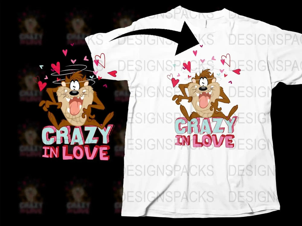 Taz Crazy in Love Valentine Day Graphic Png Digital Download