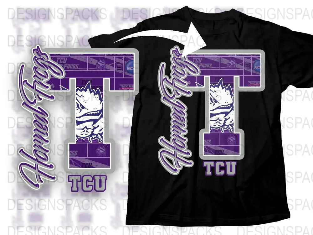 TCU Horned Frog Logo T-shirt, Purple College Football Tee, Fan Apparel, Sports Memorabilia, Unisex Clothing