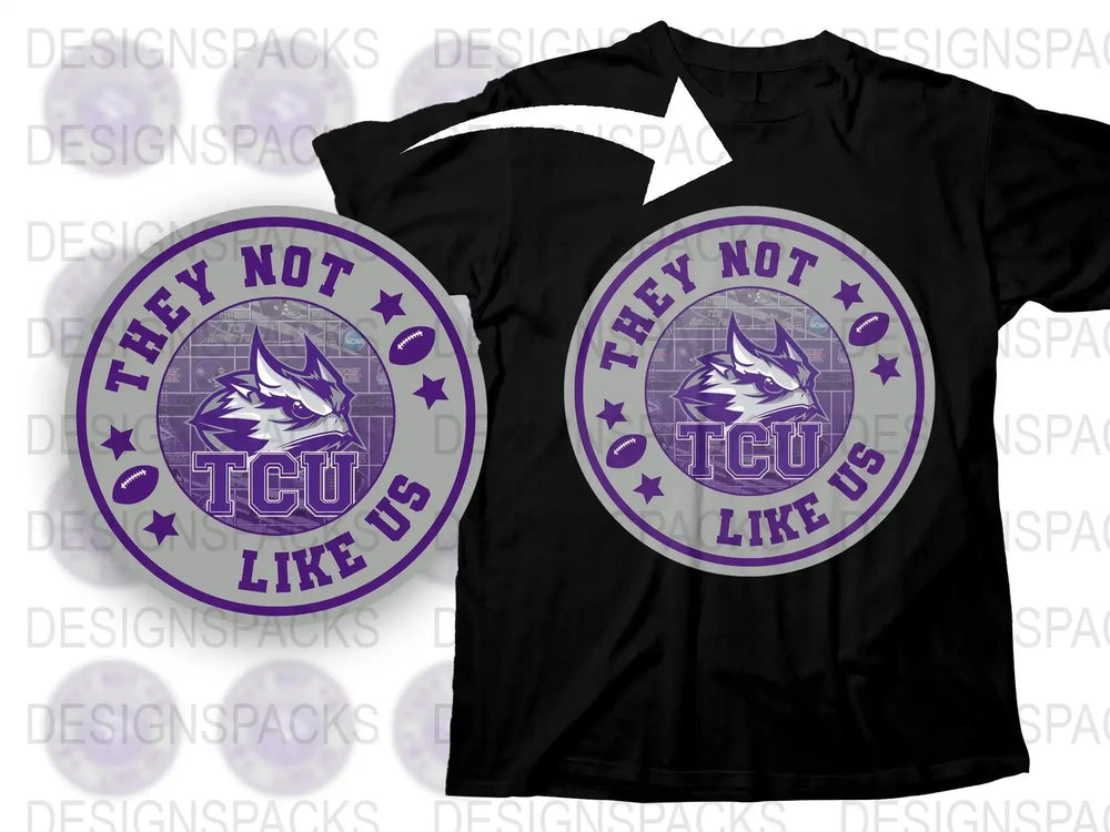TCU Inspired Purple Graphic T-shirt, They Not Go Like Us, Sports Fan Tee, Casual College Apparel, Bold Statement Shirt, Unisex Fit