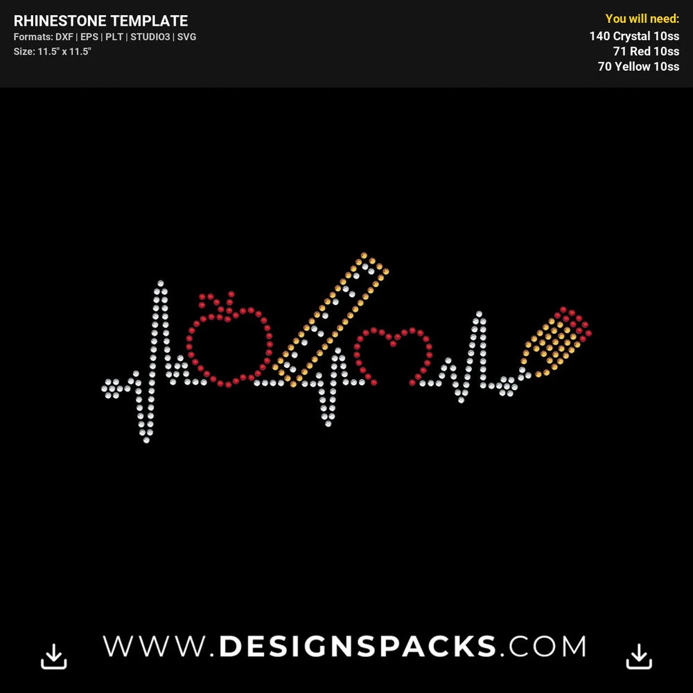 Teacher Heartbeat Rhinestone Digital Template