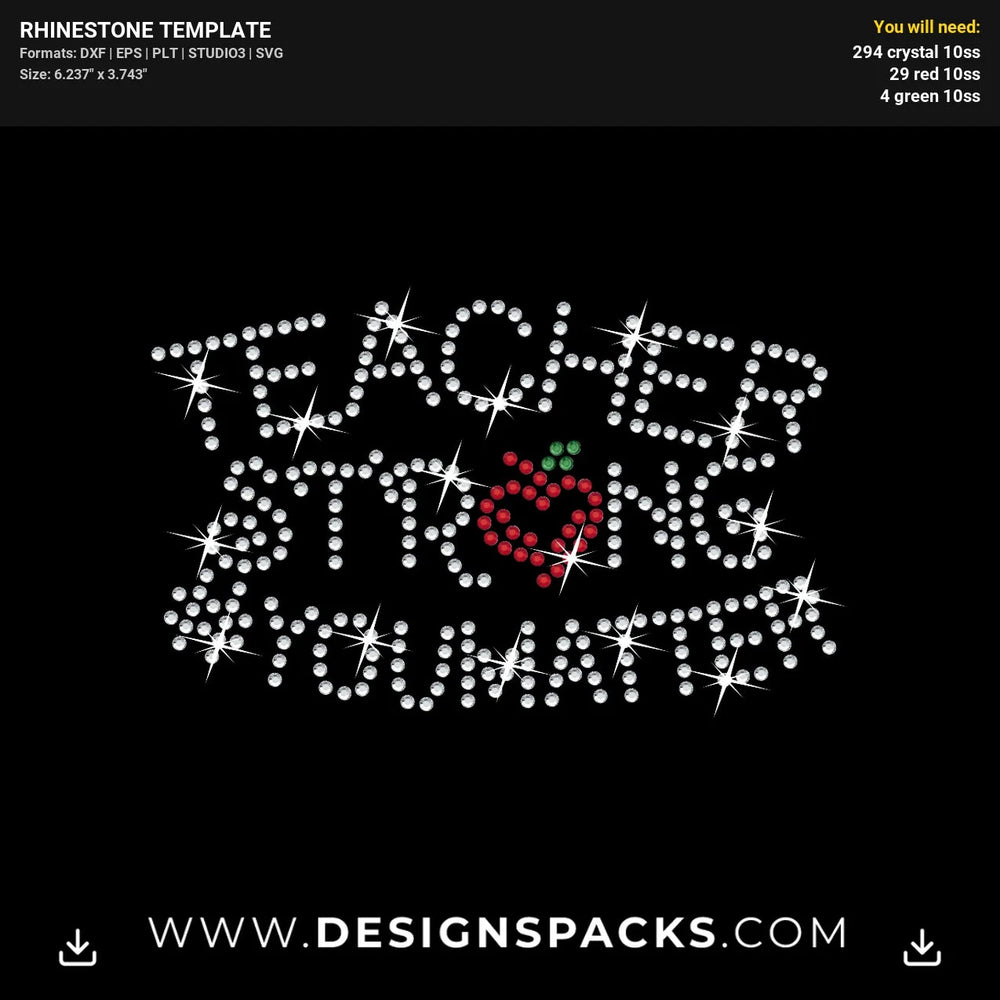 Teacher Strong You Matter Updated Rhinestone Digital Template