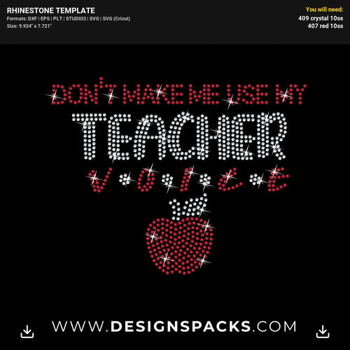 Teacher Voice Rhinestone Digital Template