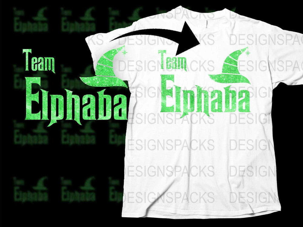 Team Elphaba T-Shirt, Wicked Musical Fan Tee, Green Glitter Text, Broadway Show Inspired Apparel