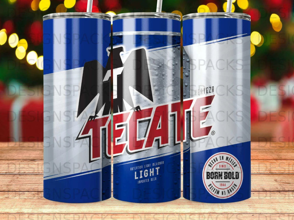Tecate Cerveza Born Bold Light Imported Beer Tumbler Digital Wrap Design