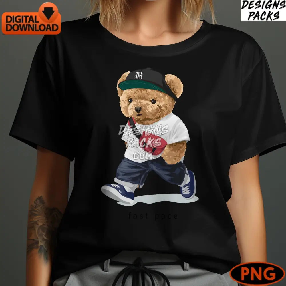 Teddy Bear Hip Hop Fashion Digital Art Cool Street Style Png Instant Download For T-Shirt Design