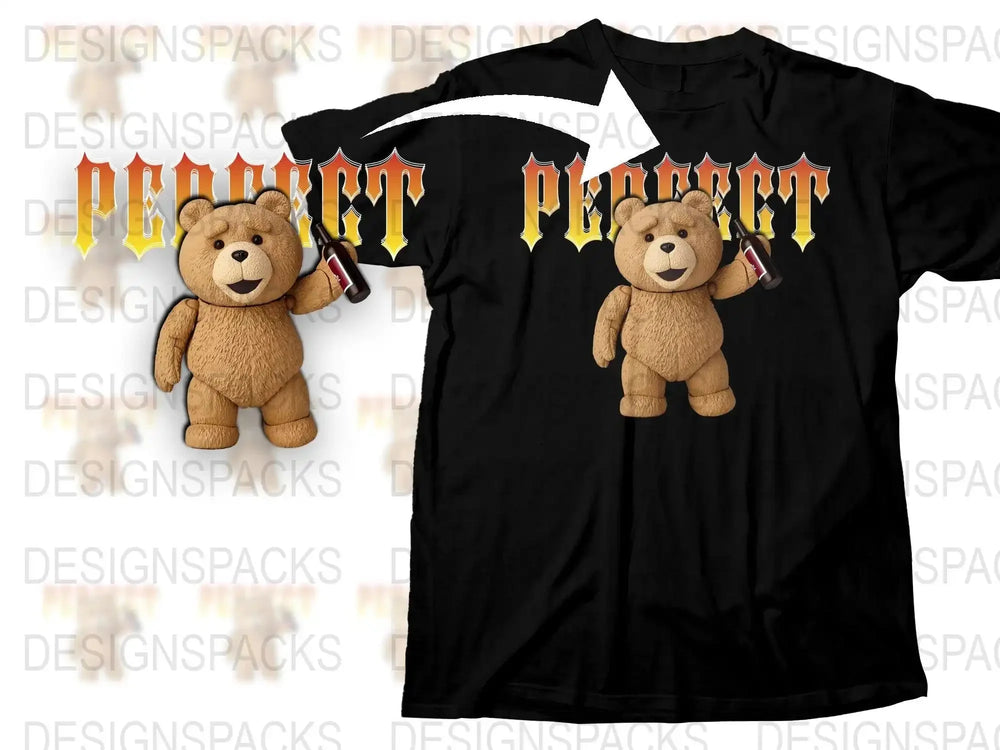 Teddy Bear with Bottle and Pepper Text Art Png Digital Download