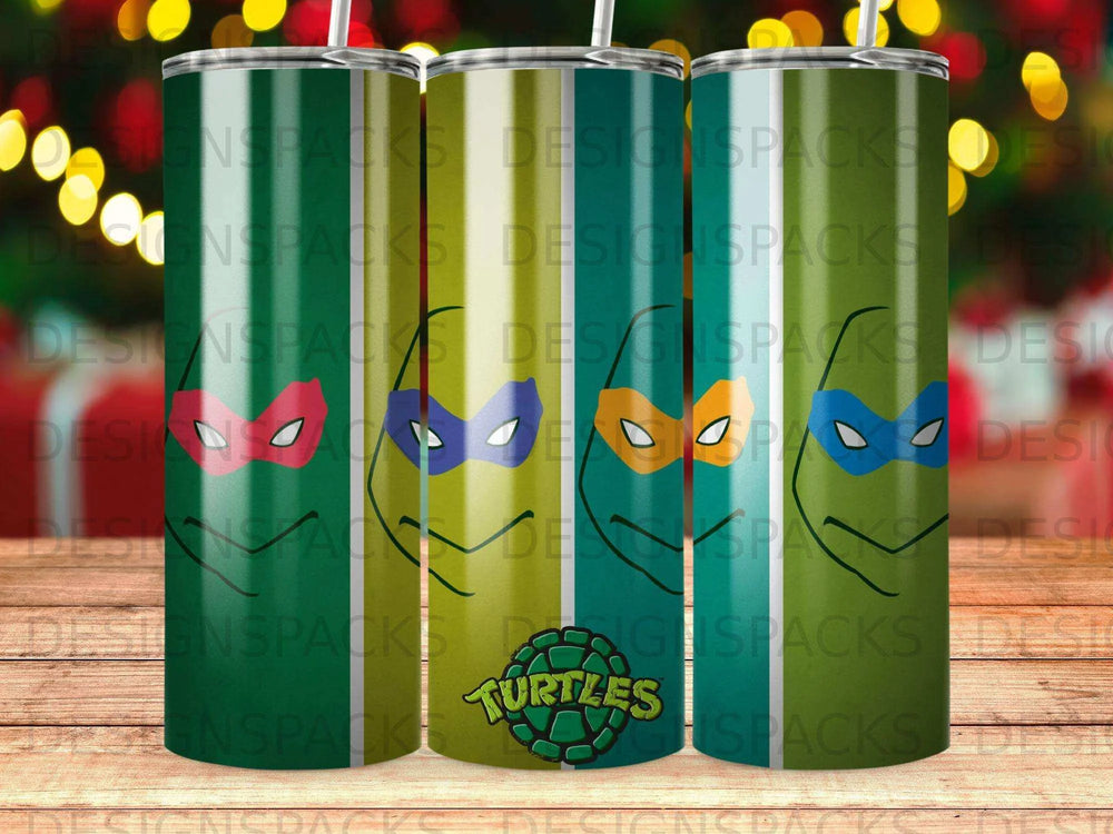 Teenage Mutant Ninja Turtles Character Faces Tumbler Digital Wrap Design