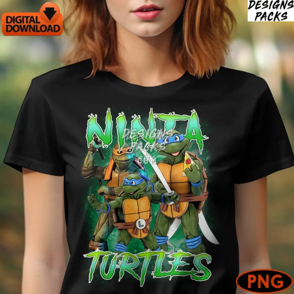 Teenage Mutant Ninja Turtles Digital Art Printable Tmnt Colorful Turtle Illustration Instant