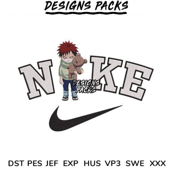 Sport Brand Swoosh x Childhood Gaara Embroidery Design 3.8″ 4.8″ 5.8″ 6.8″