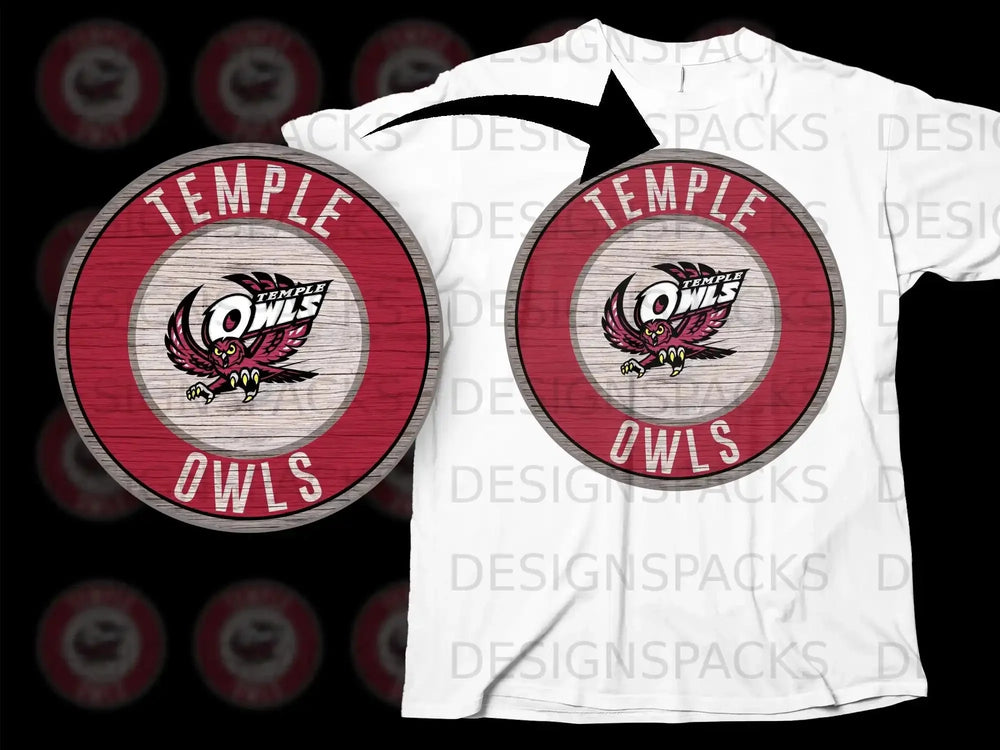 Temple Owls Round Design T-Shirt for Fans
