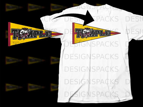 Temple Pennant Design on Casual White Shirt