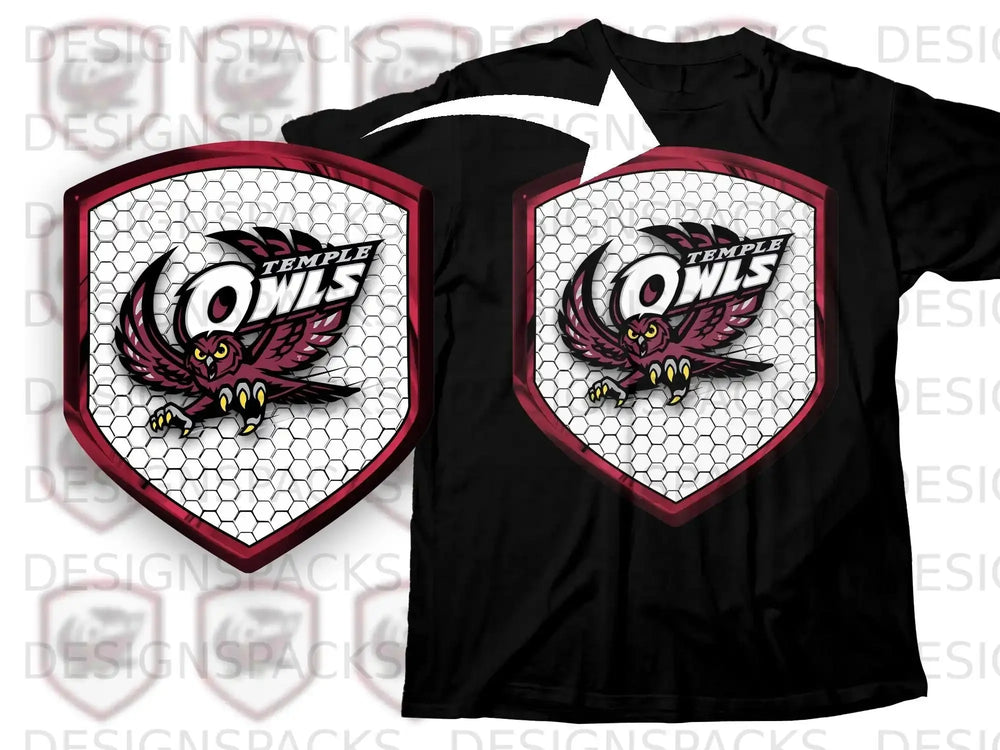 Temple Owls Shield Emblem Tee Shirt