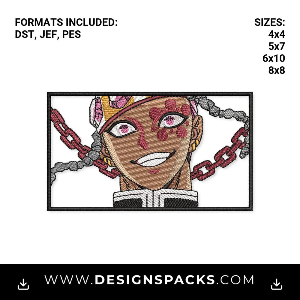 Tengen Uzui Sound Hashira Box Art Embroidery Design - Instant digital download pattern at Designspacks.com