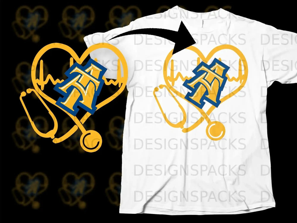 Heartbeat with Stethoscope and A Initial T-shirt