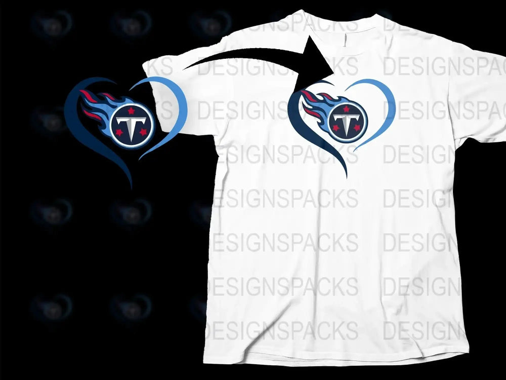 Tennessee Titans Heart Logo T-Shirt, NFL Team Inspired Graphic Tee, Sports Fan Apparel, Casual Wear