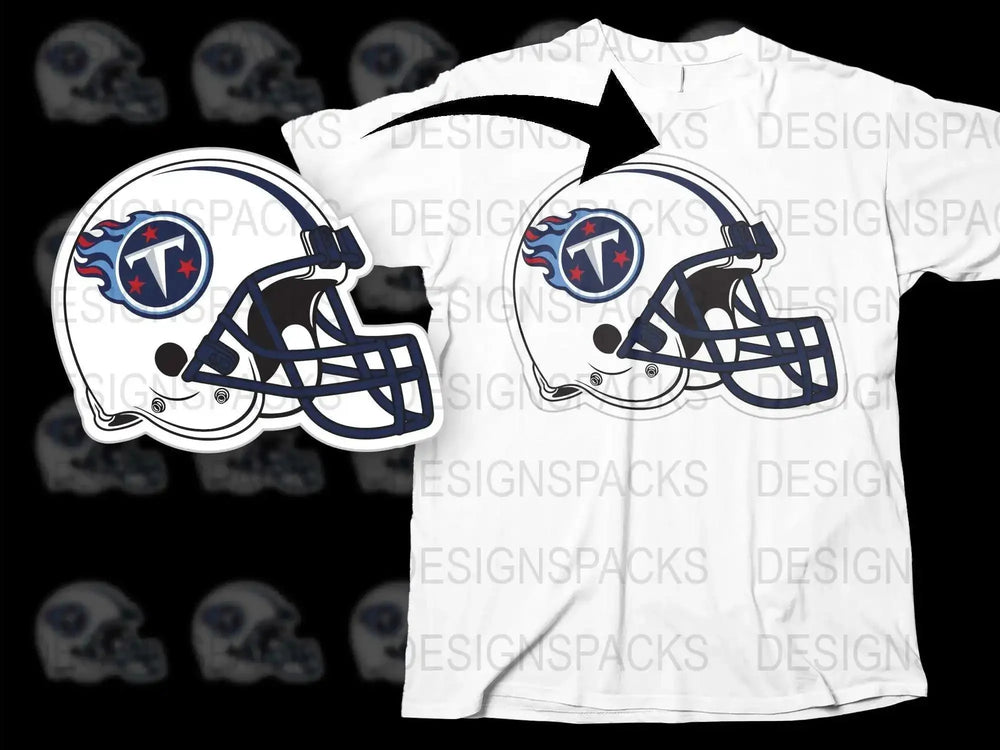 Tennessee Titans T-Shirt, NFL Football Team Helmet Graphic Tee, Sports Fan Apparel, White Shirt