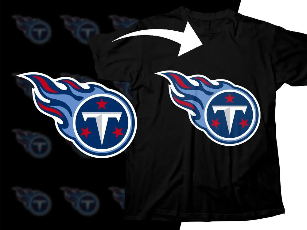 Tennessee Titans logo design on black t-shirt, print-ready for DTF/DTG