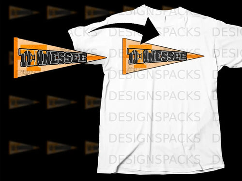 Tennessee Pennant Design Graphic Tee Shirt