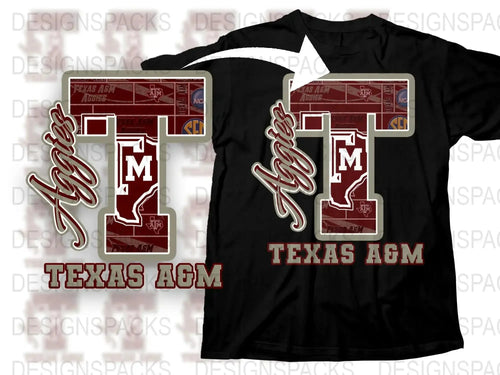 Texas AandM T-Shirt, Maroon College Sports Fan Gear, Aggies Football Graphic Tee, Team Spirit Apparel
