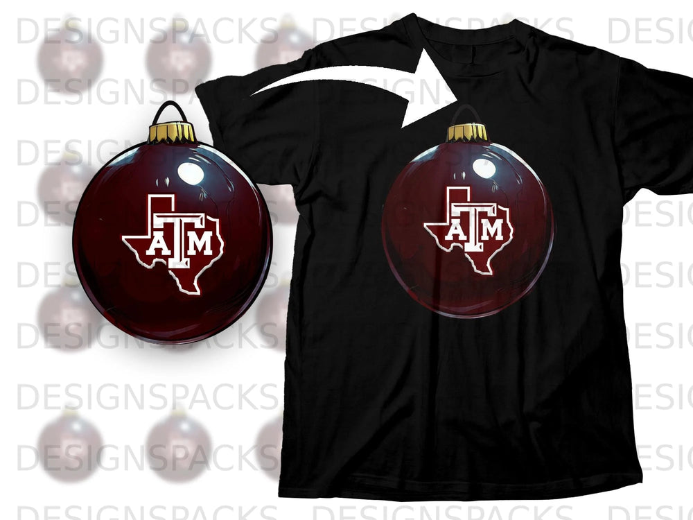 Black t-shirt with a maroon ornament featuring the Texas A&M logo.
