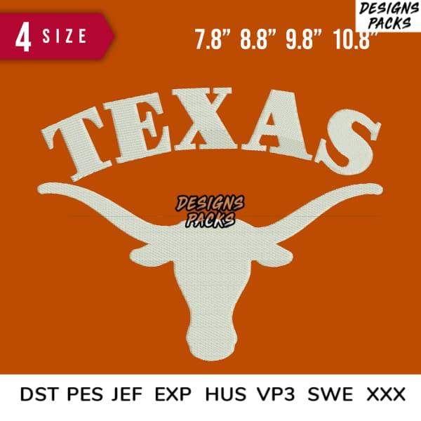 Texas Longhorn embroidery design in 4 sizes, print-ready formats for DTF, DTG, and tumbler wraps