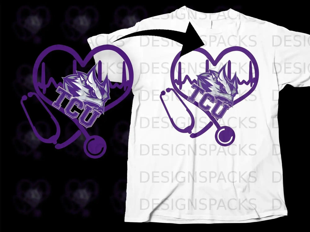 TCU Heart Stethoscope Graphic Design T-shirt