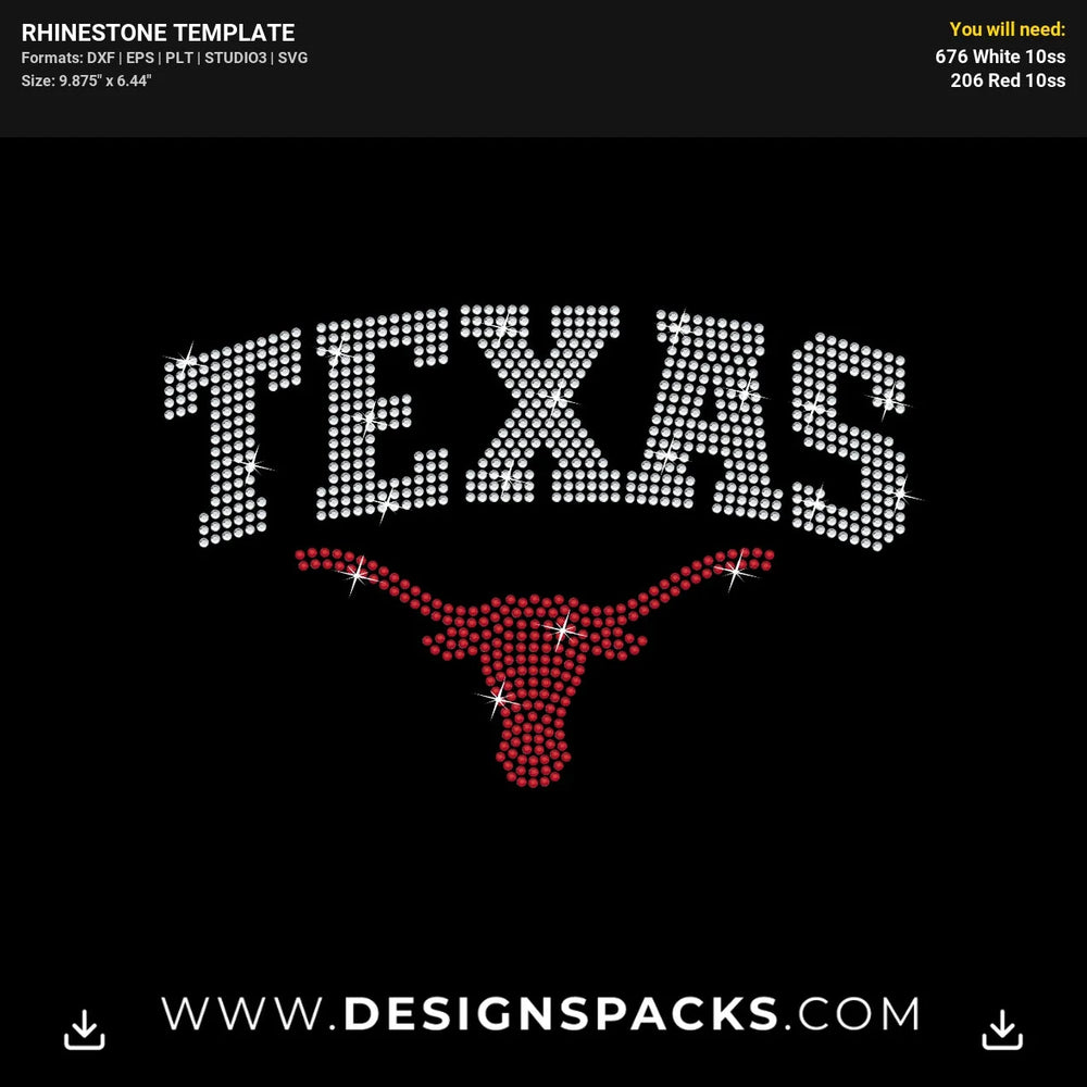 Texas Longhorns Rhinestone Digital Template