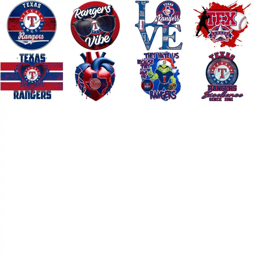 66 Texas Rangers Baseball Designs Bundle PNG
