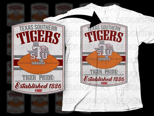 Texas Southern Tigers T-Shirt, Vintage Football Graphic Tee, Established 1886, White Unisex Shirt