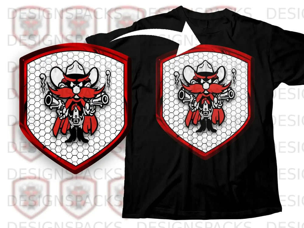 Bold Cowboy Mascot Hexagon Badge Theme Shirt
