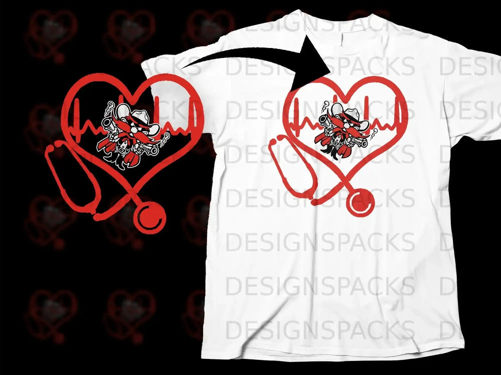 Heartbeat Cowboy Stethoscope Graphic T-Shirt