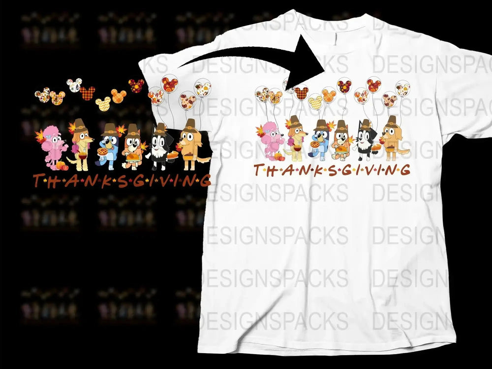 Thanksgiving Cartoon Animals T-Shirt, Cute Fall Season Family Tee, Matching Holiday Outfits