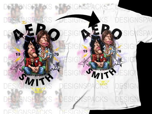 The Aerosmith 1970 Joe Perry And Steven Tyler Funny Caricature Png Design Digital Download