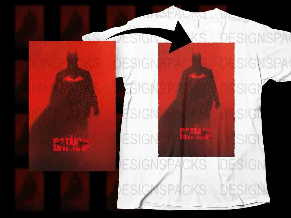 The Batman Striking Red Background Graphic Png Digital Download