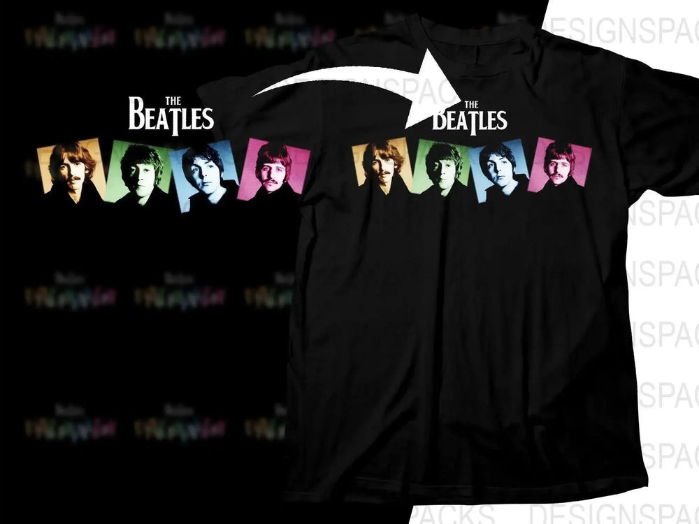 The Beatles Rock Band Member Pop Art Style Multi-Color Artist Portrait Png Halftone Digital Download