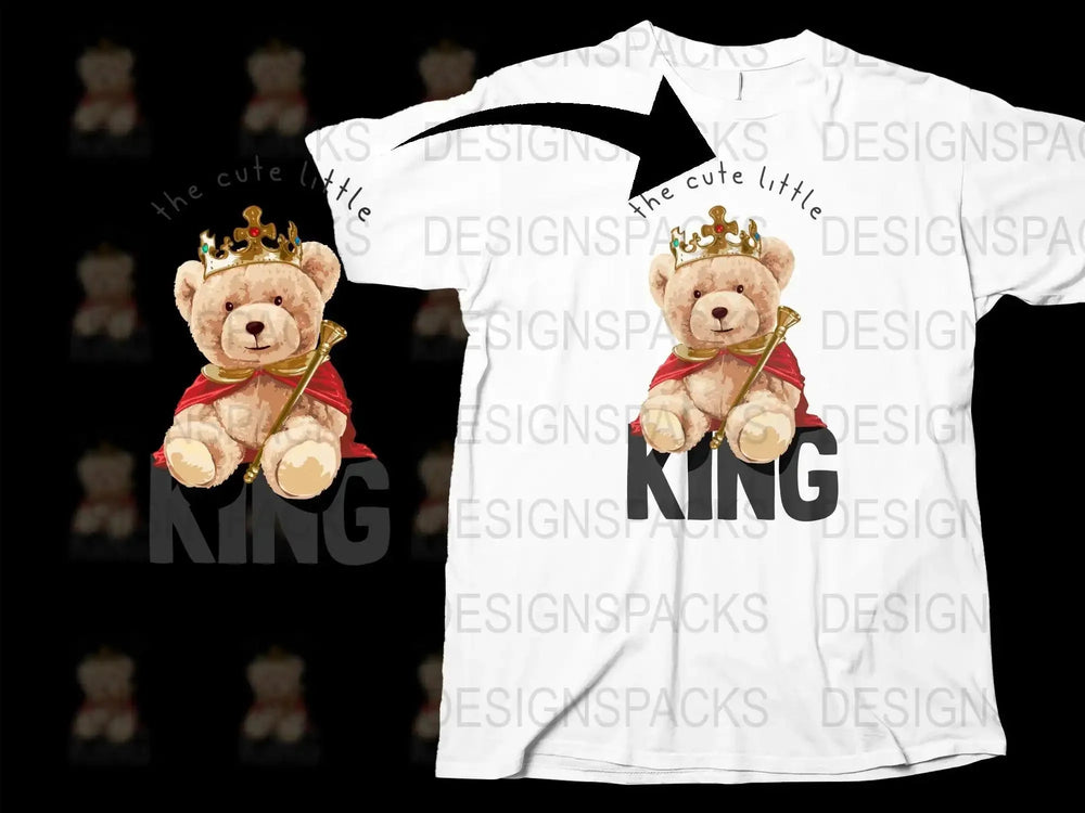 The Cute Little King Teddy Bear Graphic Png Digital Download